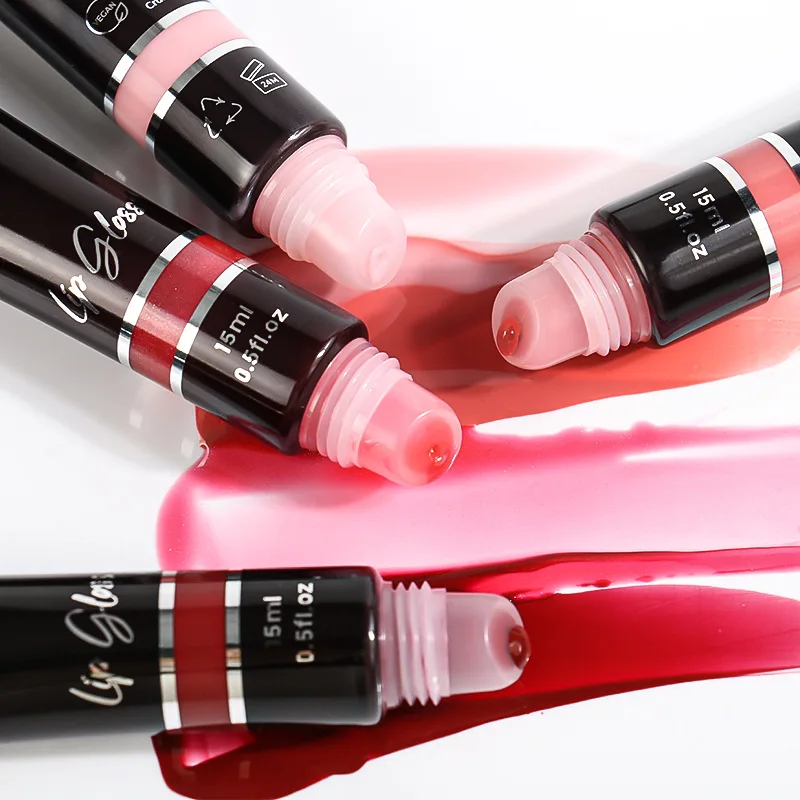 Lip Gloss Wholesale Private Label Vegan Makeup 15ml Luxury Plumping Long Lasting Lipgloss Vendor Lip Gloss Vegan 50PCS