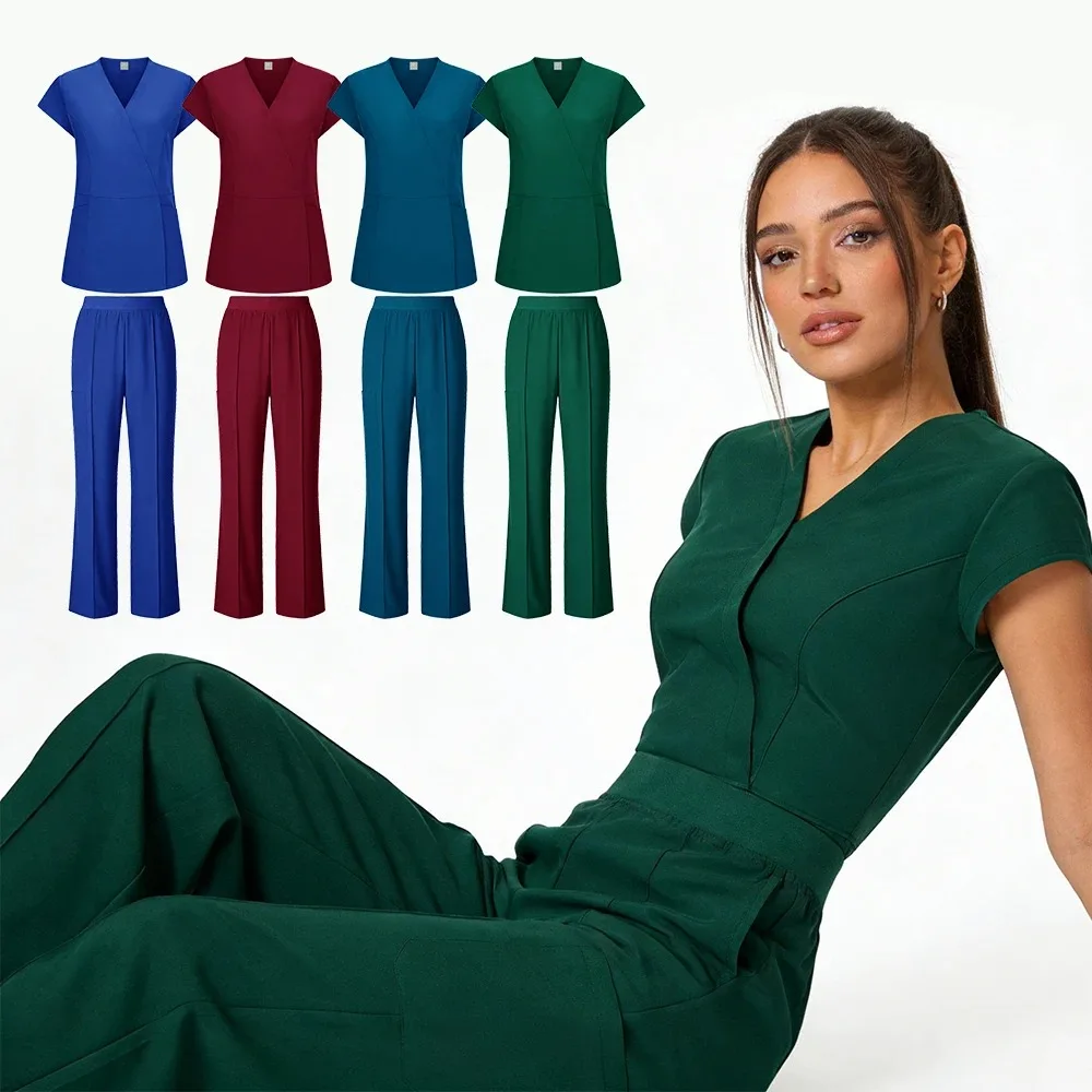 Doctor Scrubs Nursing Uniforms for Women Men Anesthetist Set Tops and Jogger Pants Thin Fabric Operating Room Workwear