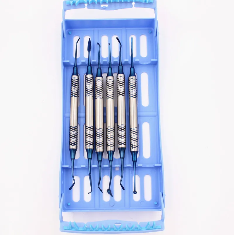 6pcs Dental Composite Resin Filling Spatula Titanium plated Head Resin Filler Set thick handle Restoration set Dental Instrument