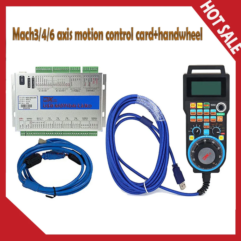 

XHC mach3/4/6 axis motion control card USB CNC controller kit+wired electronic handwheel digital display MPG