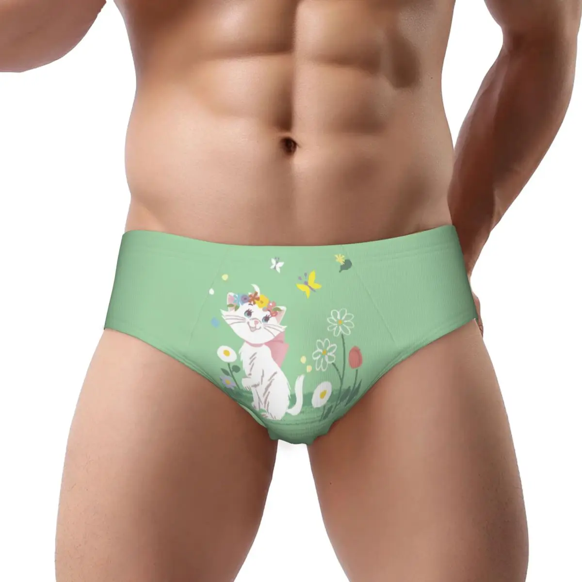 Custom Marie Cat Painting Men\'s Briefs Panties Mens Stretch Underwear Underpants