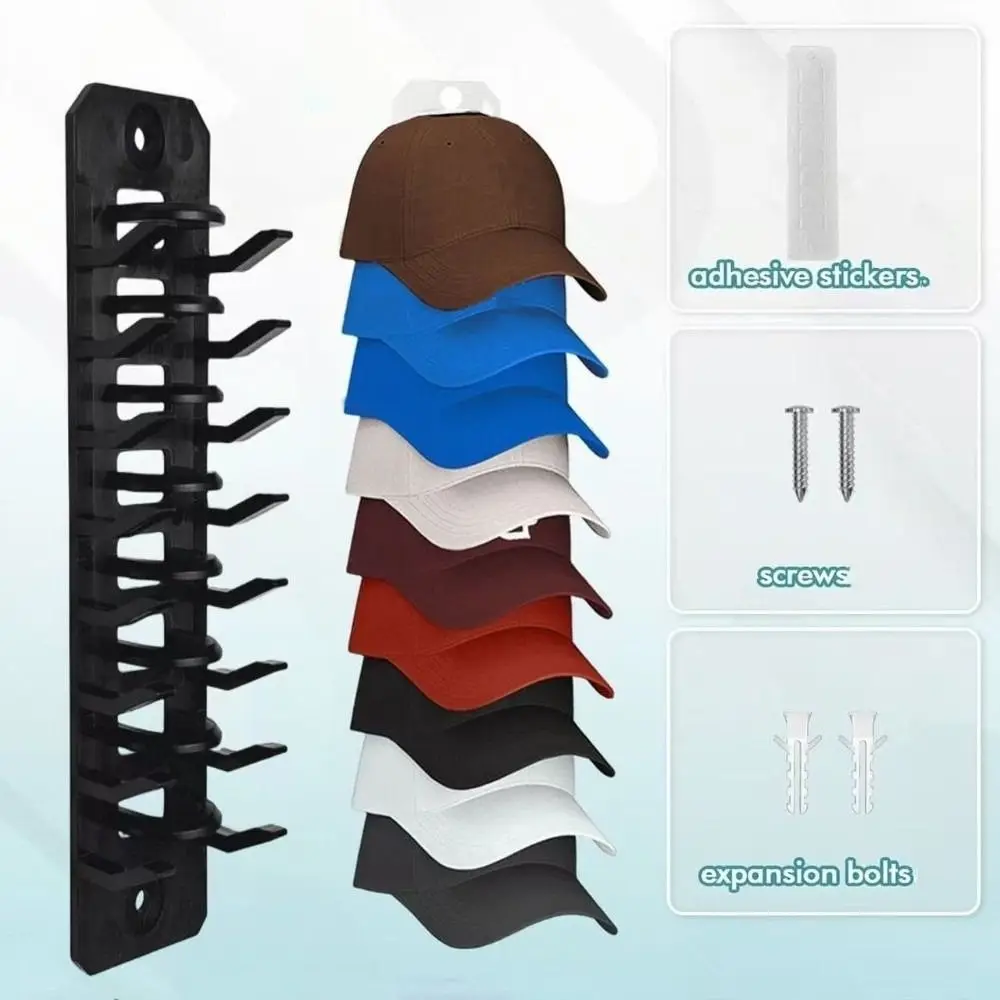 Closet Cap Rack Hat Organizer for Baseball Caps Space Saving Plastic Adhesive Hat Hooks for Door Closet Sundries Storage