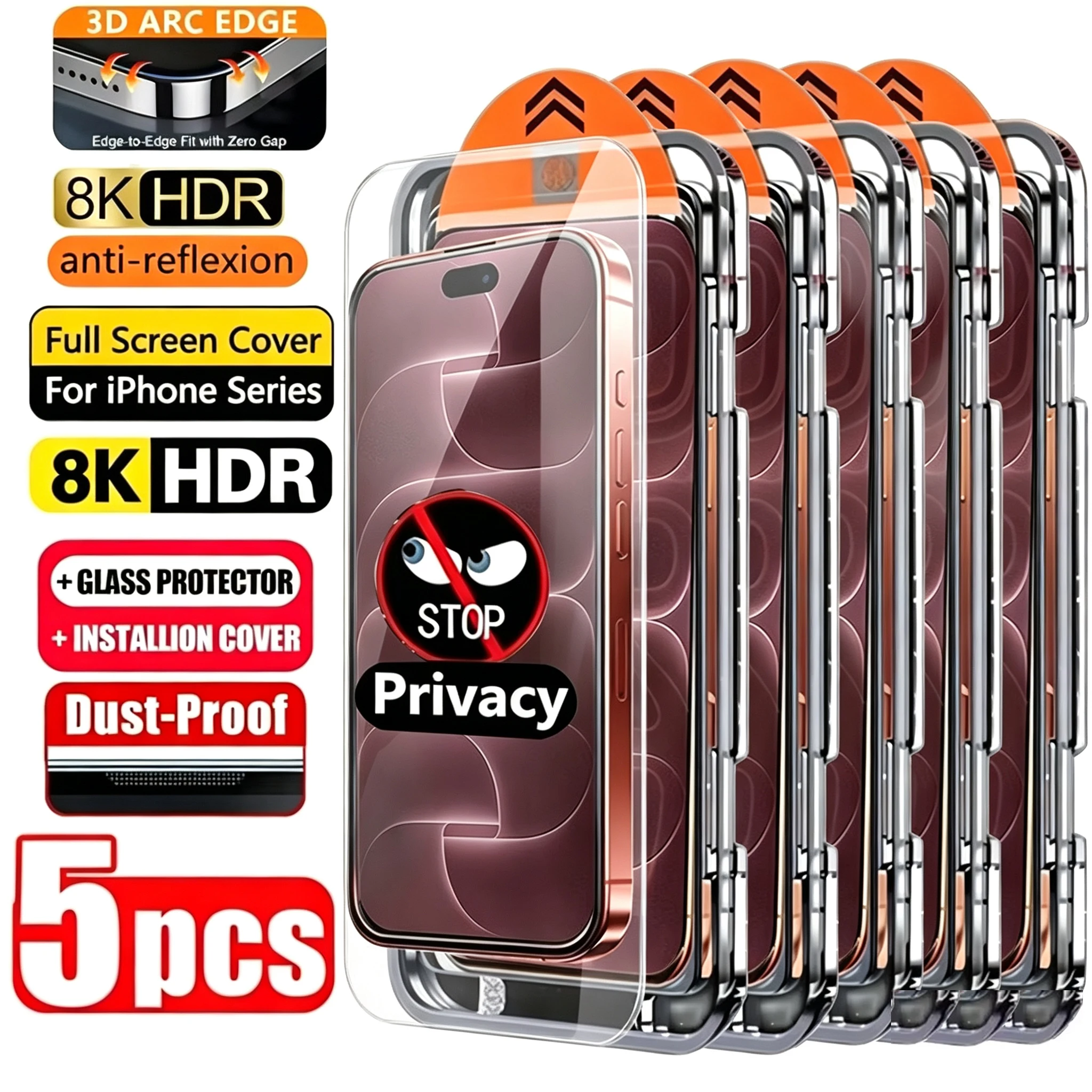 Aliexpress 1/5Pcs Dust Free Privacy Screen Protector For iPhone 18 Pro Max 17 16 15 14 13 12 11 ProMax 16e Air XR XSMax Tempered Glass Film - Aliexpress Deal