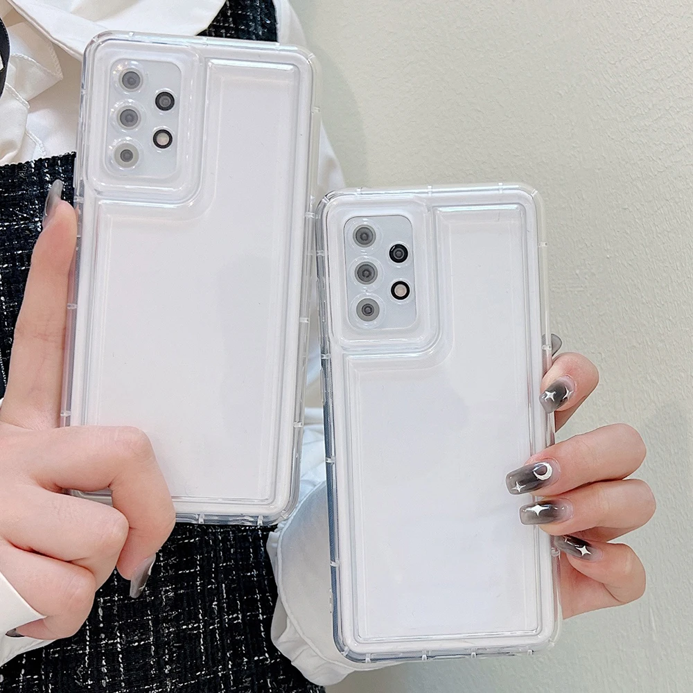 Transparent Soap Soft Phone Case For Samsung S25 S24 S23 S22 S21Ultra A73 A56 A55 A54 A53 A52 A36 Camera Protection Airbag Cover