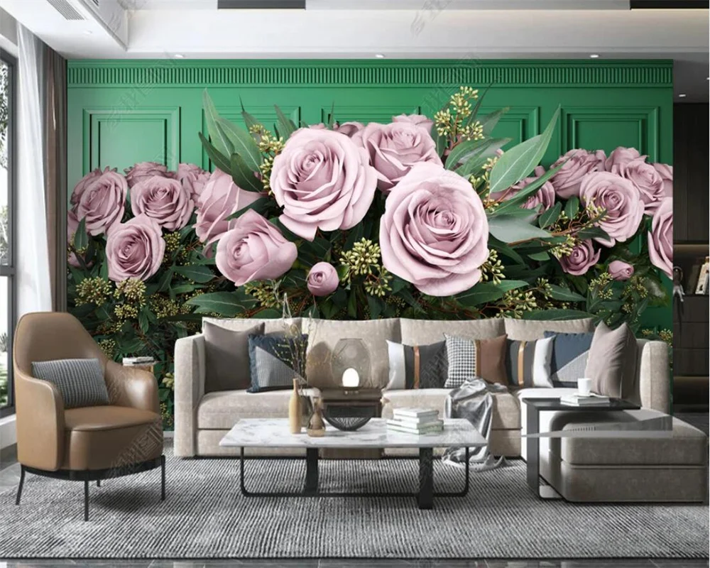beibehang Customized papier peint modern new bedroom living room abstract rose 3D three-dimensional background wallpaper