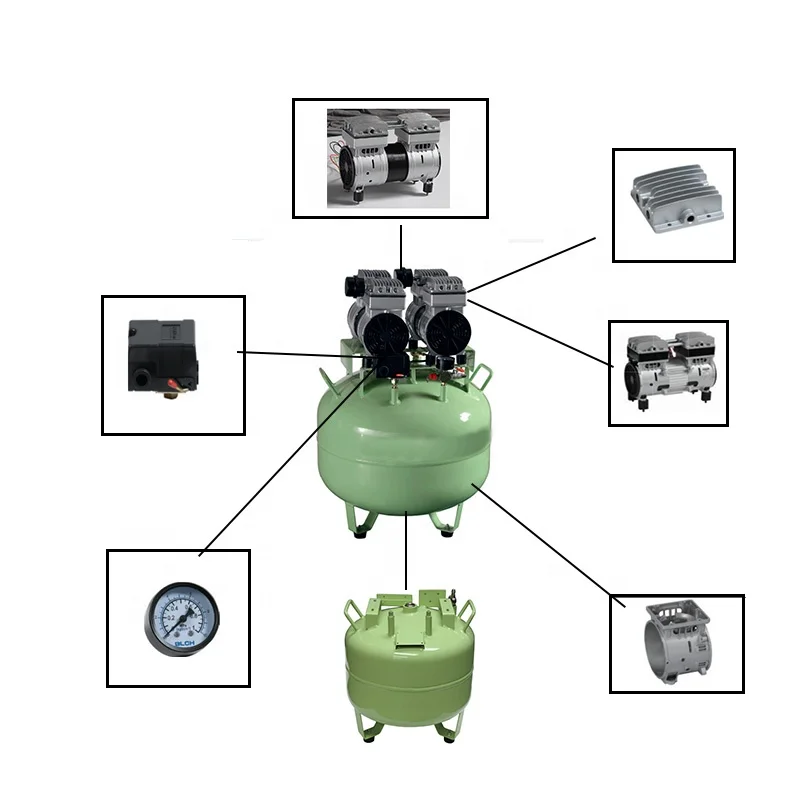 den tal Oilless Air Compressor 65L One-Drive-Four Portable Silent