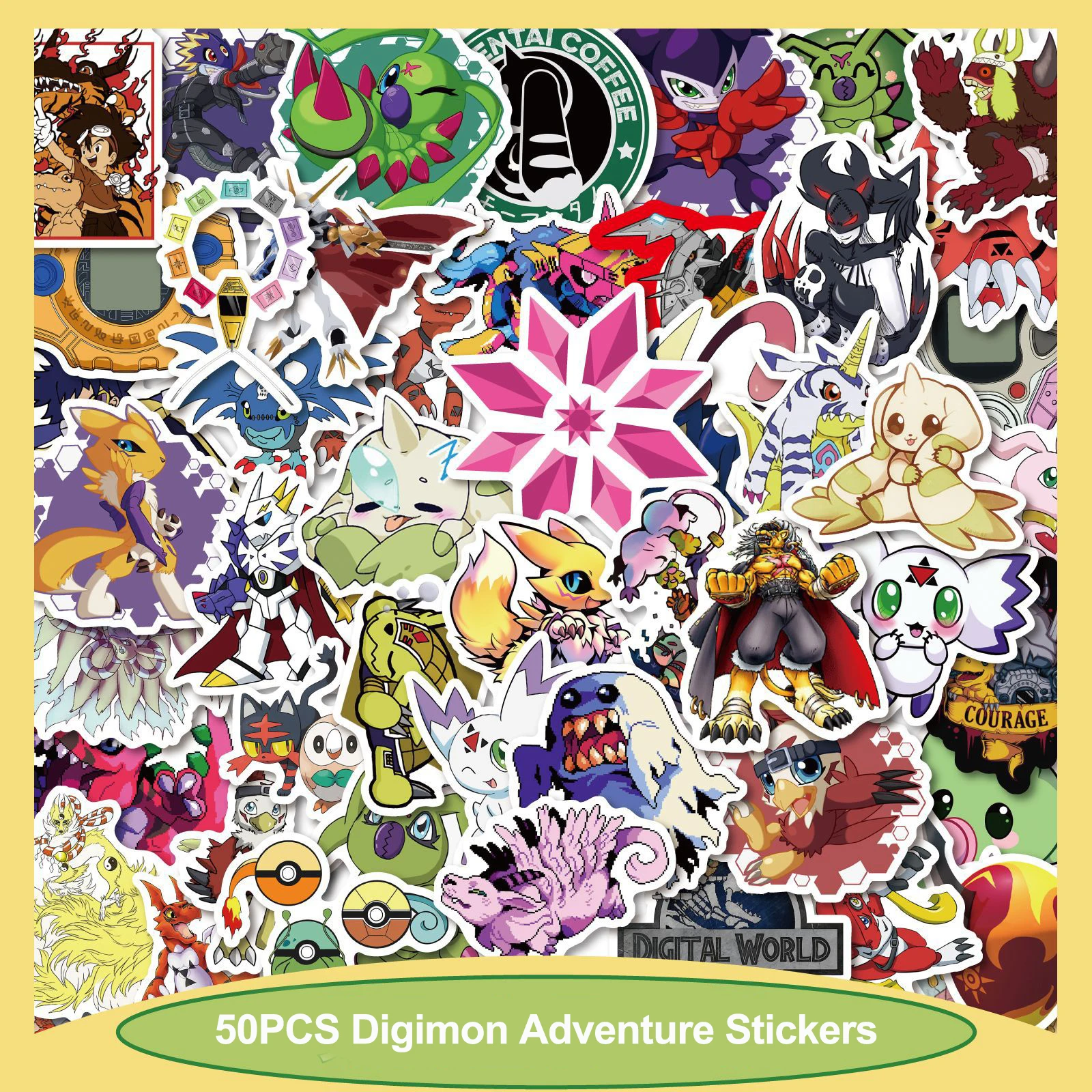 50PCS Japan Anime Digimon Adventure Sticker Water Cup Notebook Waterproof Stickers Diy Decoration Supplies For Kids Toy