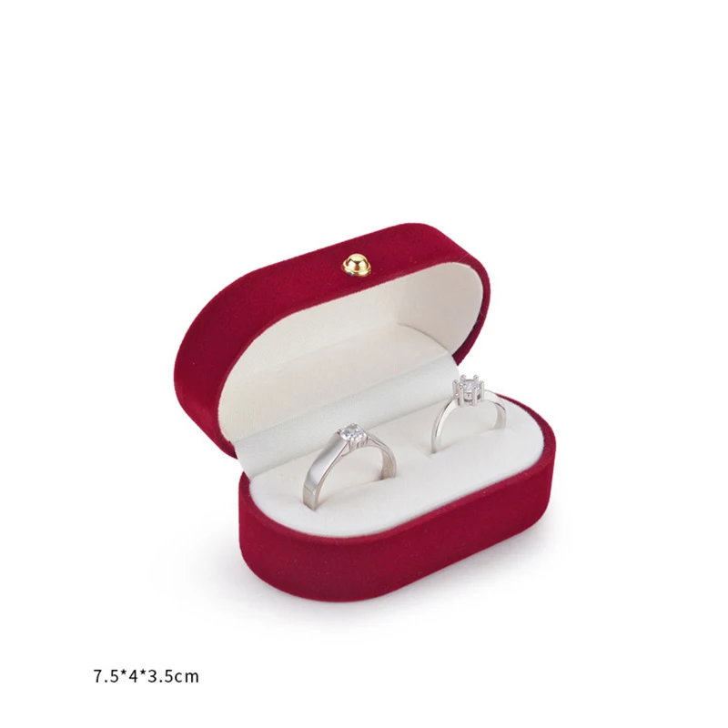 Wedding Ring Packaging Box Ear Studs Holder Velvet Engagement Couple Ring Box Valentine Gift Double Rings Storage Display Case