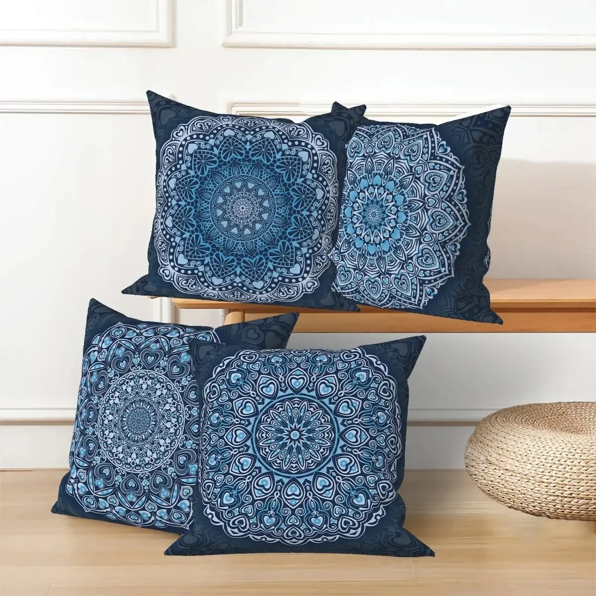 4 Pcs/Set Boho Pillow Covers Ethnic Bohemian Floral Mandala Compass Gradient Vintage Plants Linen Throw Pillowcases for
