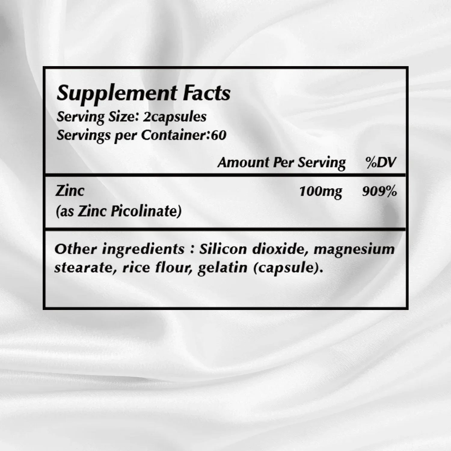 Zinc Picolinate - Helps Skin, Nails, Hair, Energy, Immunity, Promotes Overall Health, Anti-Aging