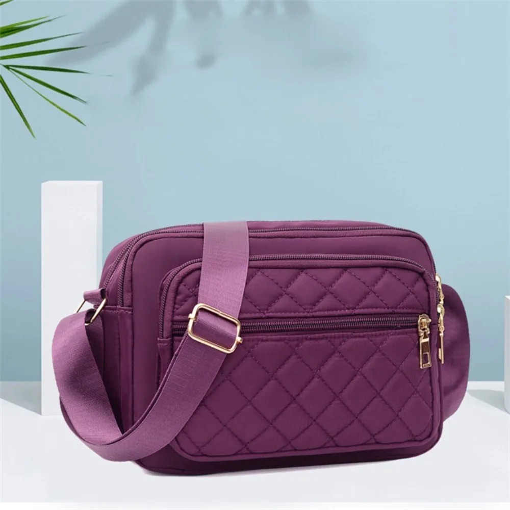 

Элегантная нейлоновая сумка через плечо с вышивкой, большая вместительная сумка с несколькими карманами, сумка через плечо среднего возраста, классическая повседневная женская сумка-мессенджер