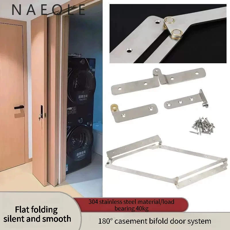 Herraje de Acero Inoxidable para Armario con Puerta Corredera, Bisagra Plegable de 180 Grados, Multifuncional, para Vestidor, Separador de Habitaciones, Dormitorio