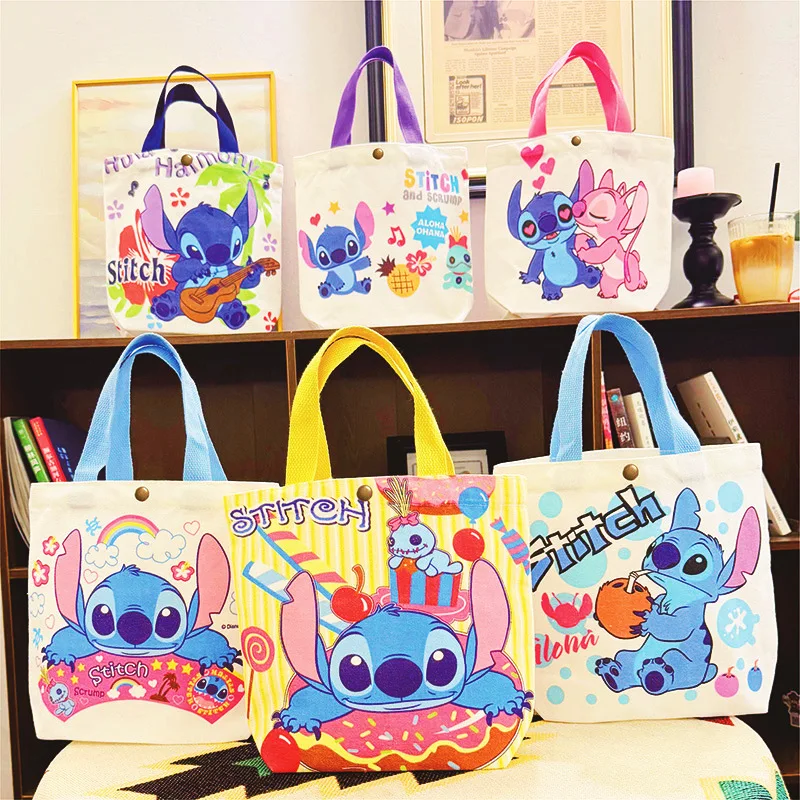 

New Disney Stitch Tote Canvas Bag Female Cute Cartoon Anime Shopping HandBag Casual Student Shoulder Bag The Crossbody Bags Gift
