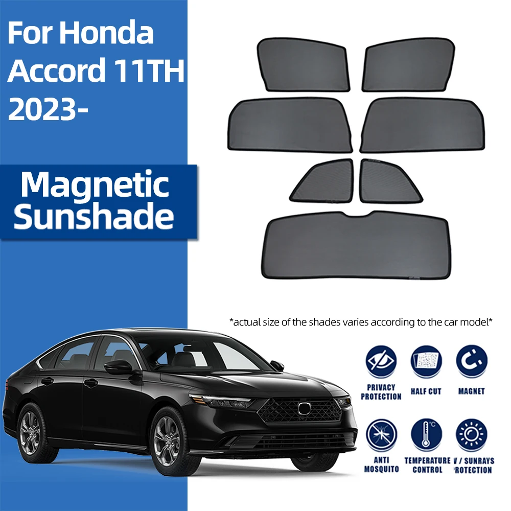 

For Honda Accord 11th 2023 2024 2025 Magnetic Car SunShade Front Windshield Curtain Rear Side Baby Window Mesh Sun shade Visor