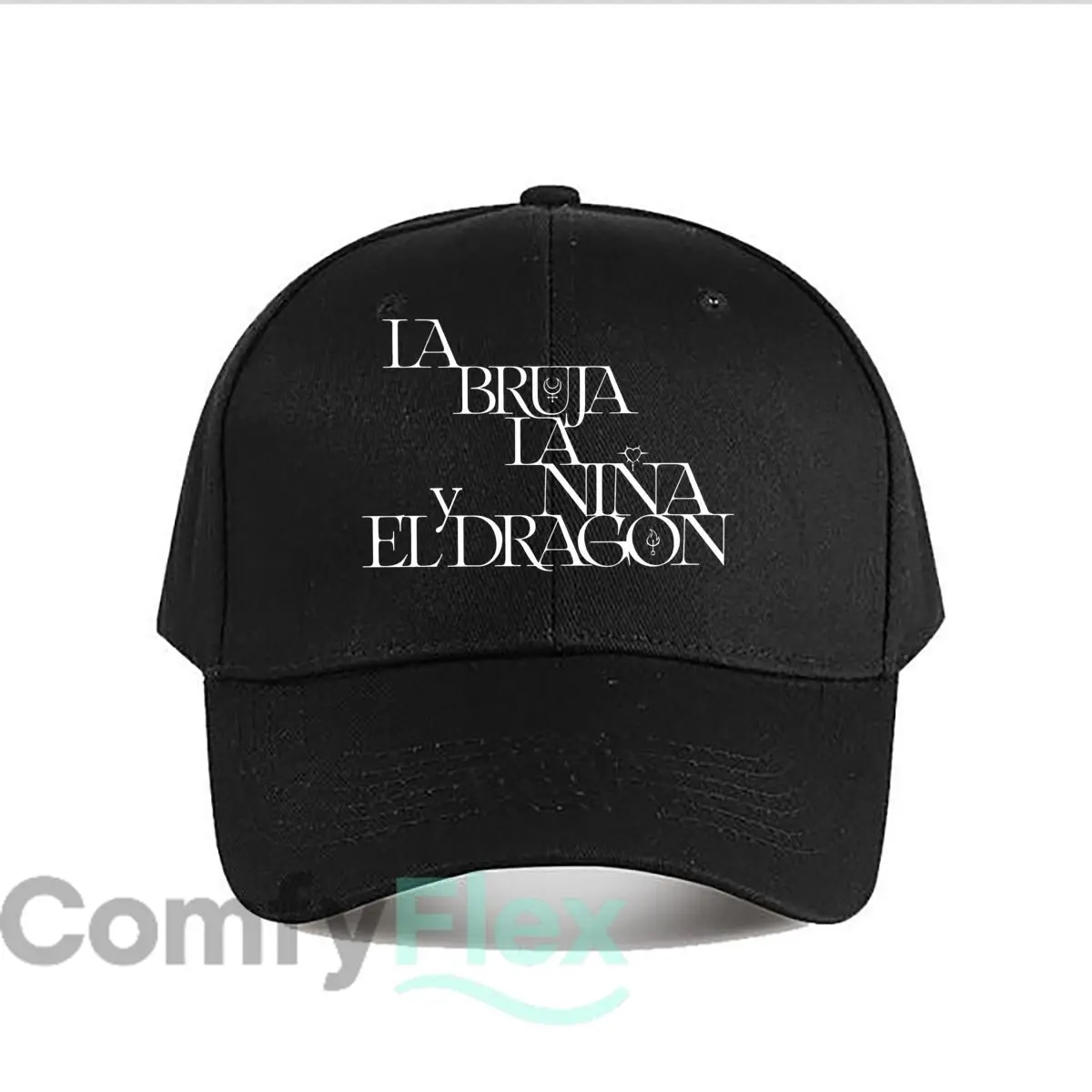 La Bruja, La Niña y El Dragón Text Art Baseball Cap Fashion Outdoor Sports Sunhat Men Snapback Cap Women's