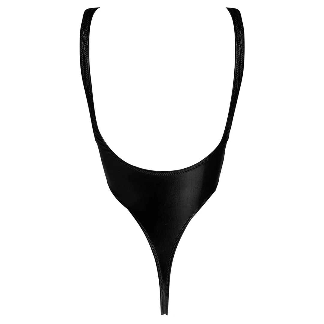 S-XL Glänzendes PU-Kunstleder Extreme String Mini Micro Thong Monokini Damen-Badeanzug Einteiliger Badeanzug Damen-Badebekleidung V1985 – Detail 13