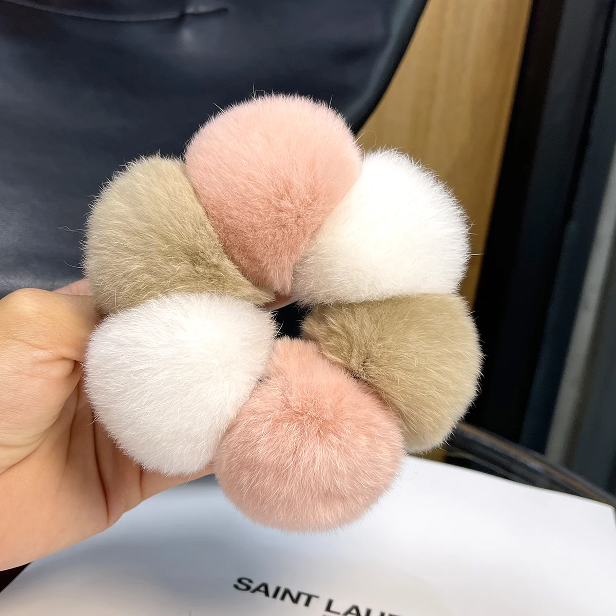 New Real Rabbit Fur Hair Rope Elastic Bands Woman Luxury Genuine Rubber Band Hair Ring Accessories Fur Fluffy Hair Ties Girls