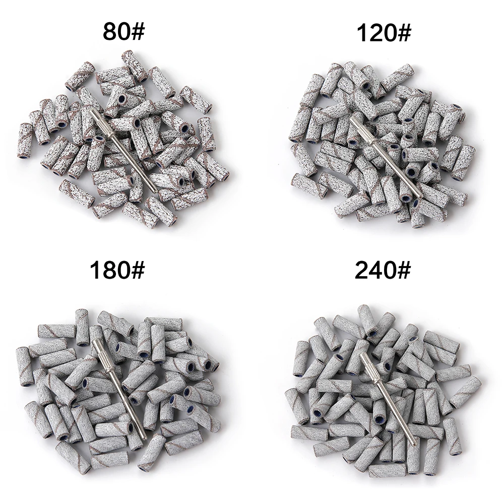 50/100 pièces 3mm petites bandes de ponçage des ongles ensemble pour forage des ongles fraisage manucure Salon-80/120/180/240 grain papier de verre accessoire