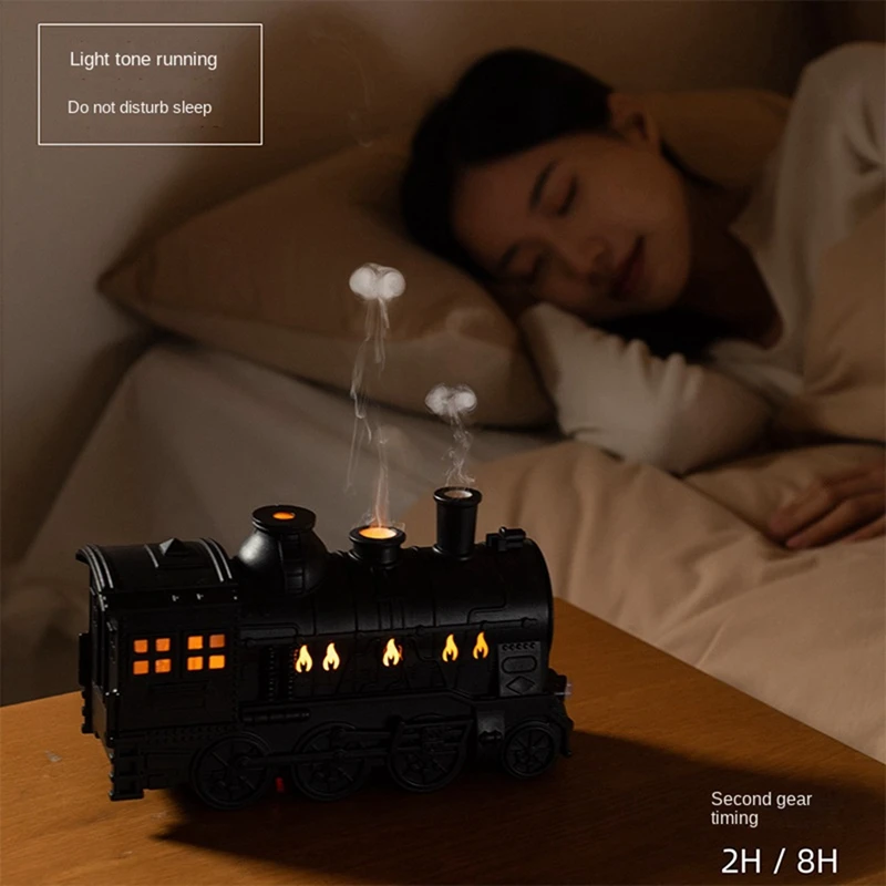 Mini Train Shape Aromatherapy Essential Oil Diffuser Ultrasonic Cool Mist Air Humidifier With LED Lamp Easy To Use US Plug