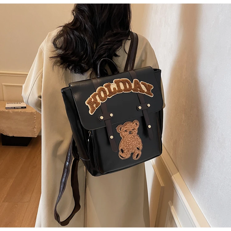 2025 New American Letter Bear Women's Backpack, Handbag Backpack, Spicy Girl, Niche Fashion Design Backpack Diagonal Cross Bag,