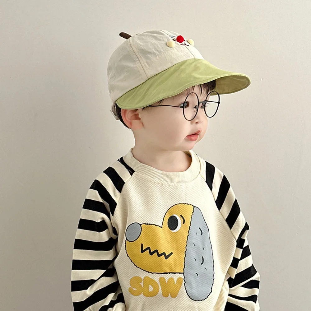 

Cute Quick-dry Korean Style Cap Embroidery Shading Hat Summer Kid Sunhat Anti-UV Puppy Children's Bucket Hat Boy