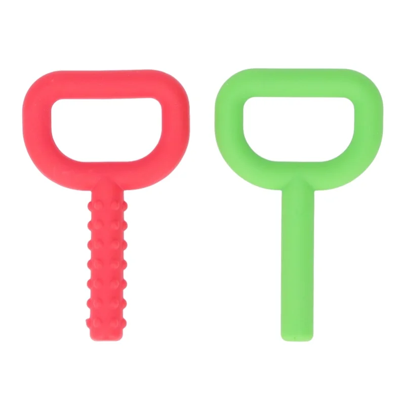 

2pcs Hand Held Chew Toys D Letter Silicone Sensory Teething Toys For Autistic Children