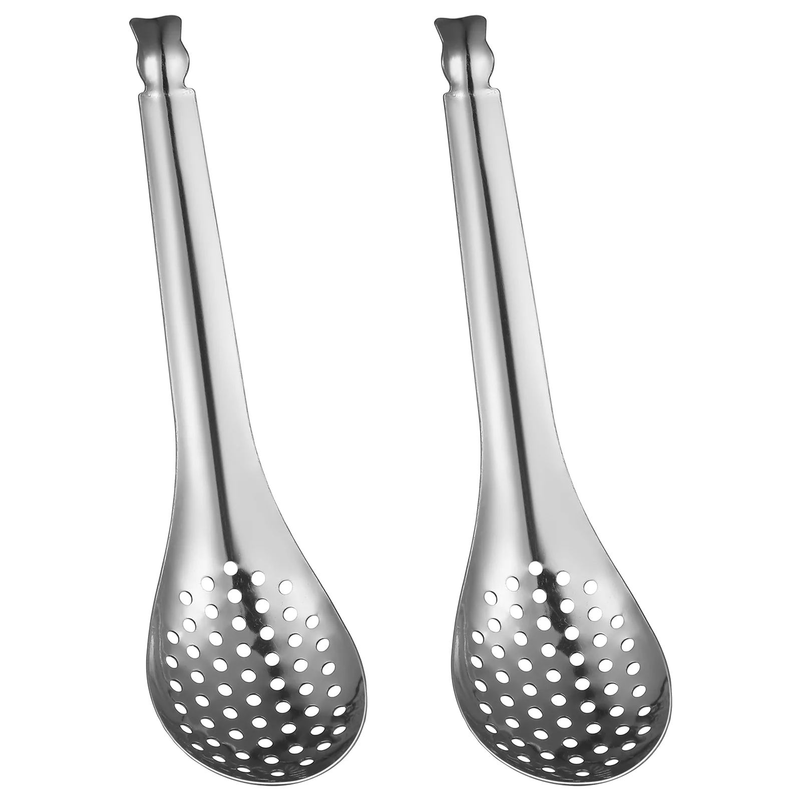 

2 Pcs Strainer Caviar Colander Small Spoon Steel Stuffing Utensils Stainless Scoop Home Silver Slotted Baby