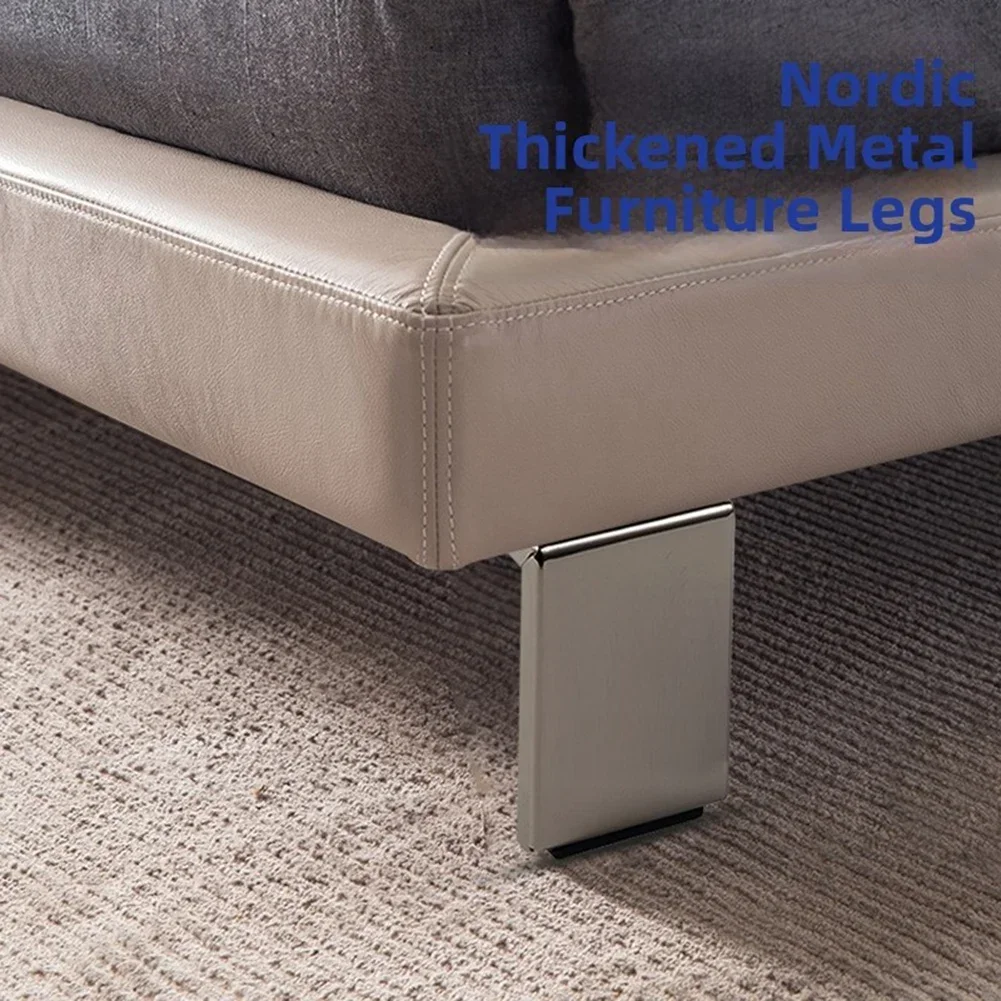 4pcs Modern Metal Furniture Legs Heavy Duty L Shape With Screws For Sofas Chairs Tables Cabinets Benches Anti Slip Rubber Pads