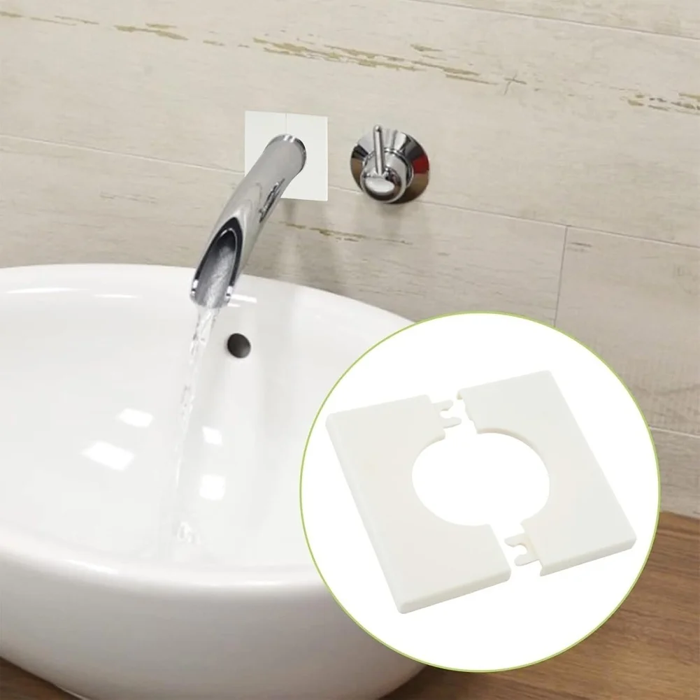 White Wall Sticker Covers 10pcs ABS Metope 86x86mm Self Pipe Hole Concealers Fits 44mm Inner Diameter Pipe Openings
