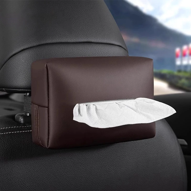 

For Buick Encore 2012~2025 Car Sun Visor Hanging Napkin Holder,Seat/Back Armrest Box With Zipper Tissue Refill Cover Accessories
