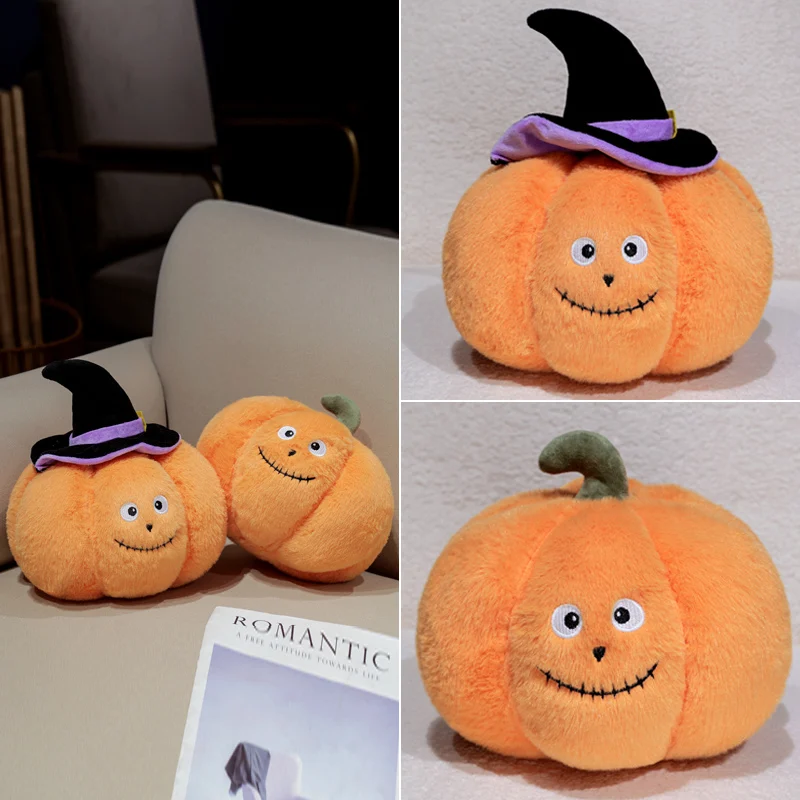 

18/25 см плюшевая подушка в виде тыквы, мягкая шляпа, оранжевая подушка для лица с эмоцией, пушистая плюшевая подушка для украшения вечеринки, подарок