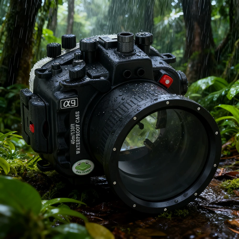 

Professional 40m/130ft IPX8 Waterproof Case for Sony A9 with 28-70mm Lens - Underwater Housing for Diving, Swimming, Surfing