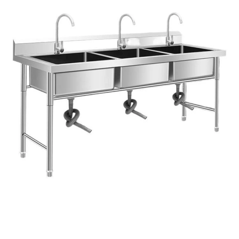 

stainless steel sink vegetable basin dishwashing disinfection pool kitchen household other ceramic single basin three pools