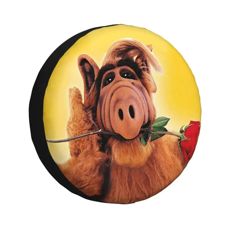 Custom Alf With Flower Spare Tire Cover for Jeep Hummer Alien Life Form Sci Fi Tv Show SUV RV Car Wheel Protectors Accessories