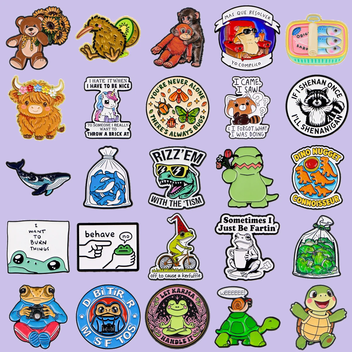 Pin de esmalte divertido con diseño de vaca de las Tierras Altas y lata de sardinas, broche para mochila, ropa, accesorios de moda, joyería y regalos