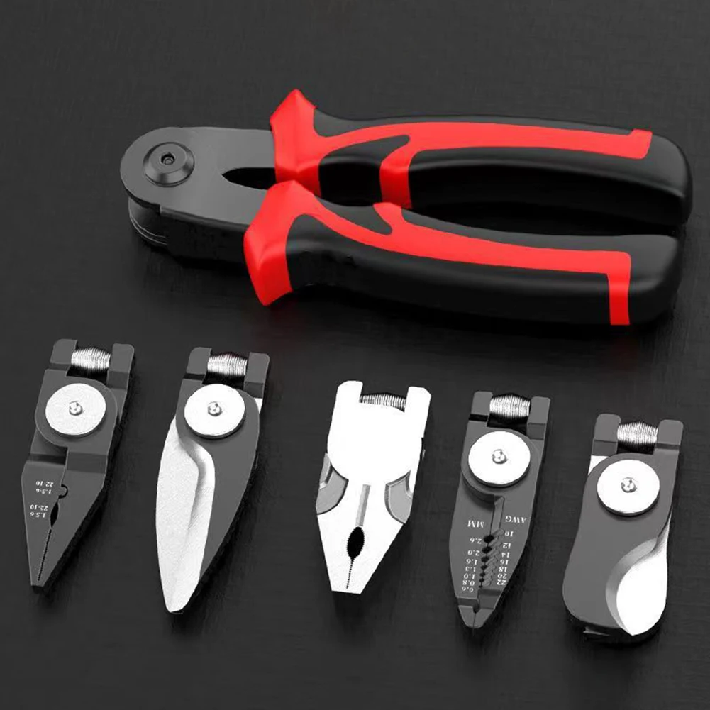 Maintenance And Repairs Multifunctional Electrician Plier 5 In 1 Pliers Long-lasting Performance Patented Quick-change Design