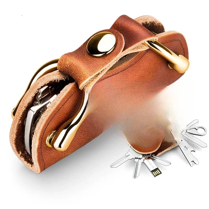 

Retro creative key, storage device handmade cowhide leather key, bag full-featured keychain