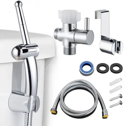 1/2inch 7/8inch 1/4PCS 핸드 헬드 비데 화장실 핸드 수도꼭지 분무기 교수형베이스 후크 헤드 호스 샤워 어댑터 분배기 세트