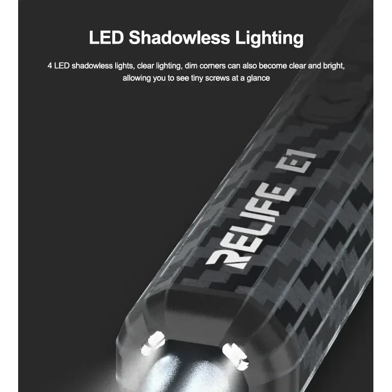 RELIFE E1 Powerful Carbon Fiber Electric Screwdriver Set 5-Speed Adjustment Forward/Reverse Steering Design,Shadowless LED Light
