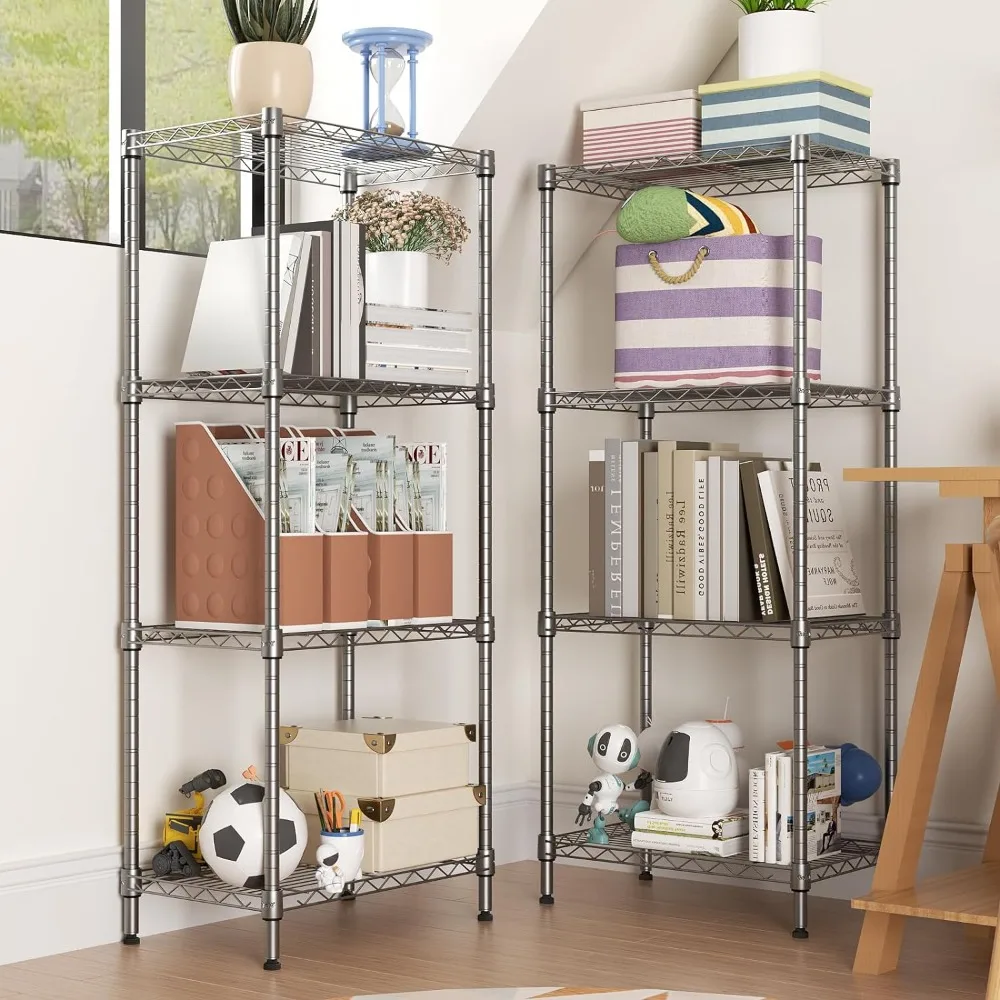 SINGAYE 4 Tier Shelf Adjustable Storage Shelf Wire Shelving,350LBS Load Capacity,Metal Storage Rack for Kitchen Office Home