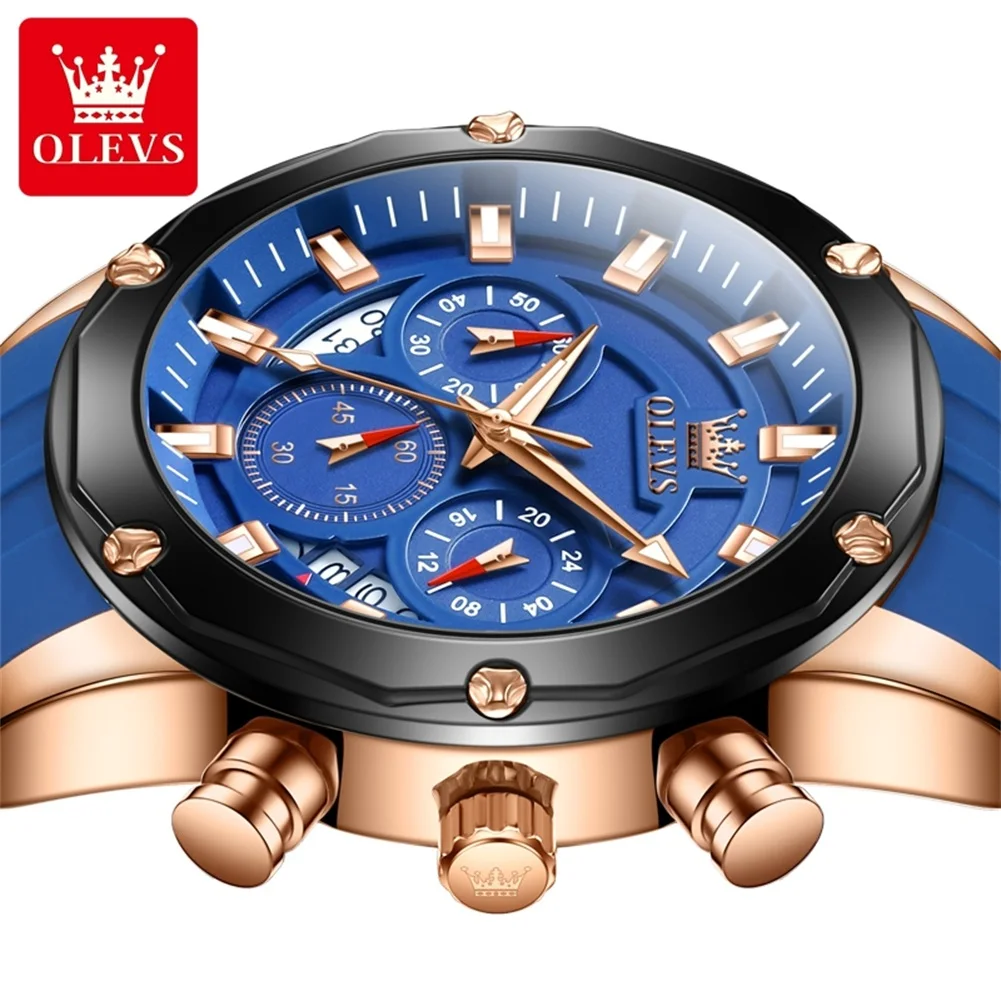 OLEVS Brand Fashion multifunzione cronografo orologio al quarzo da uomo cinturino in Silicone orologio sportivo luminoso impermeabile Relogio Masculino