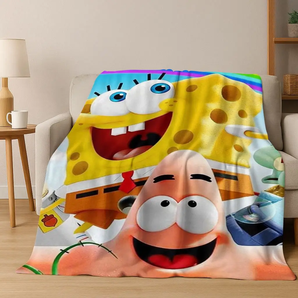 الكرتون S-سبونجبوب سكوير باتريك ستار الفانيلا بطانية لينة رمي بطانية للسرير غرفة نوم غرفة المعيشة السفر نزهة هدية