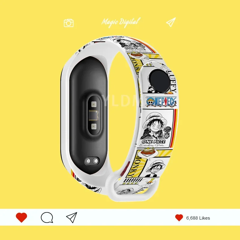 ONE PIECE Luffy Ace Strap for Mi Band 6 5 4 3 NFC Couples Cool Print Wristband Bracelet Replacement High Quality Shipping Free