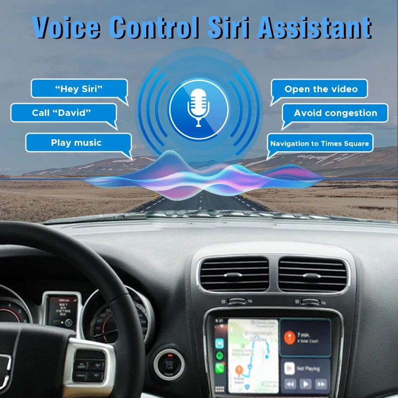 Wireless CarPlay Android Auto for Dodge Journey 2013-2018 | Fast Boot 3s | Retain OEM Buttons | Screen Mirroring | Plug & Play view 3