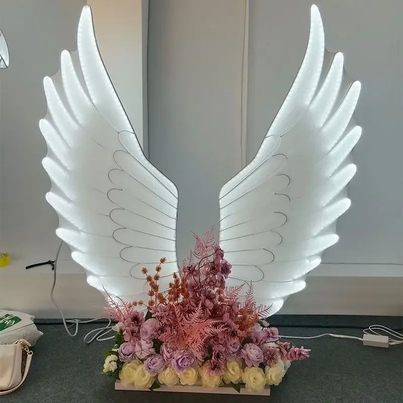 Upscale Wedding Decoration Arch Luminous Angel Wings Design Stand For Party Road Cited Stage Site Layout Ornament