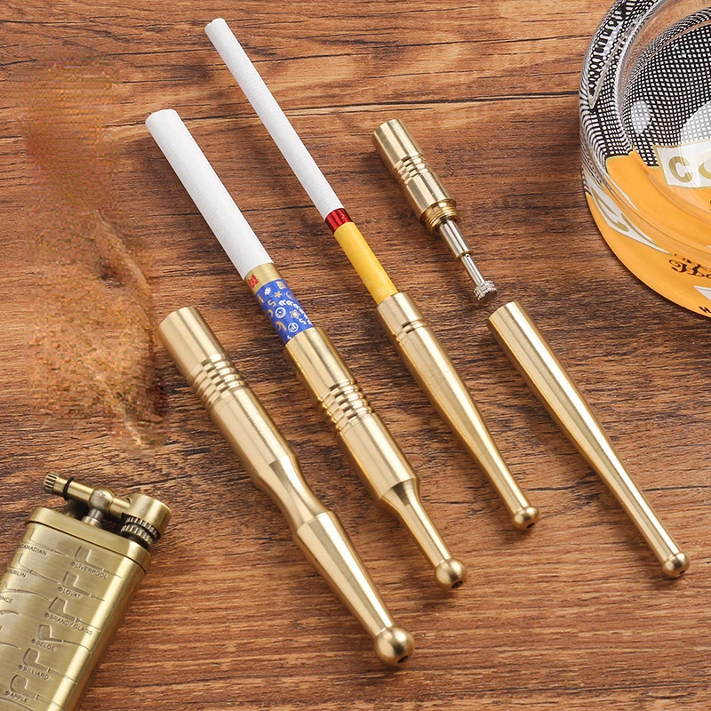 

Pure Copper Coarse, Medium and Fine Three-use Cigarette Holder Retro Recycling Trolley Filter Cigarette Holder