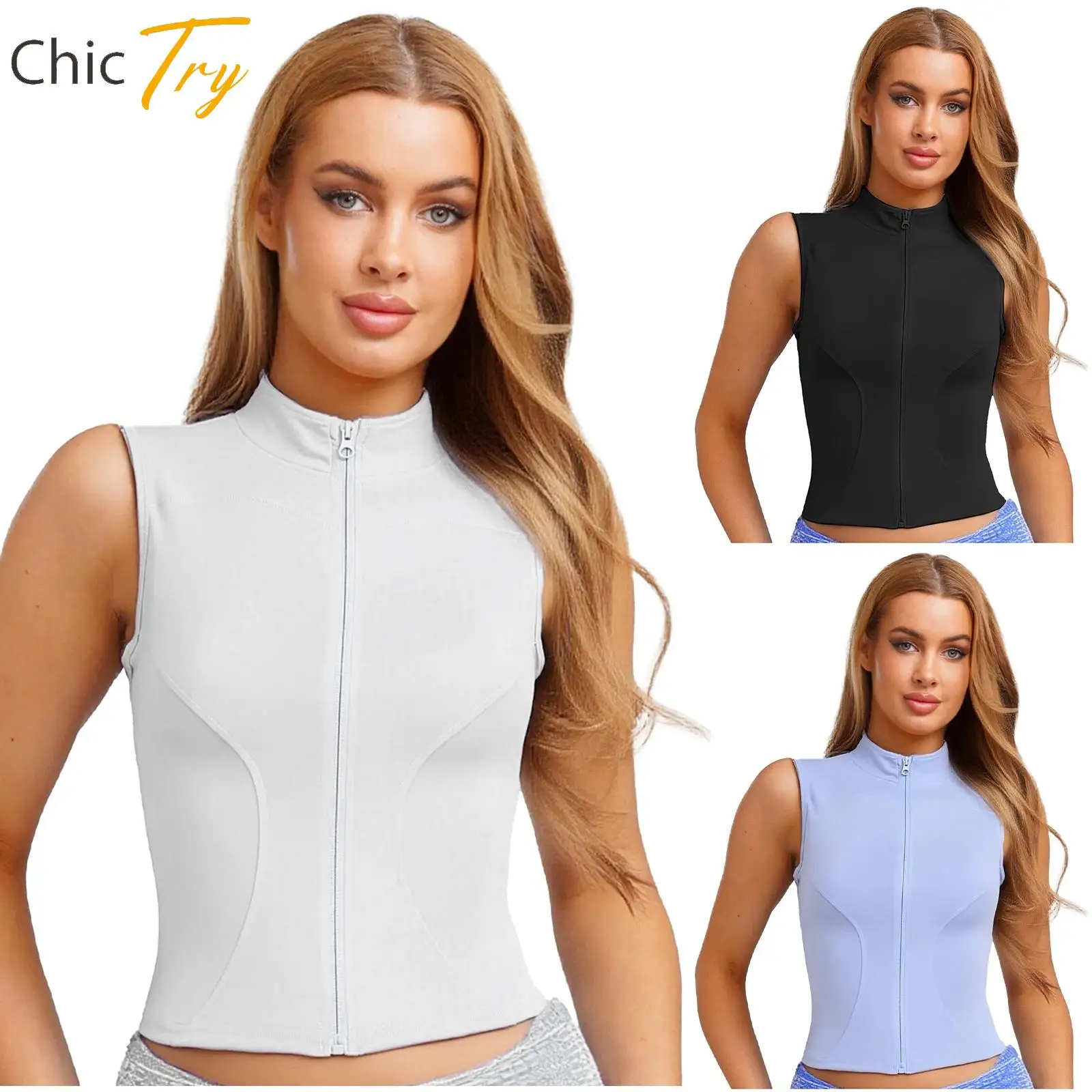 

Yoga Tops Womens Sports Vest Pilates Fitness Gym Workout Running Clothes Sleeveless Zipper Tank Top Athletic Vest Gym Sportswear