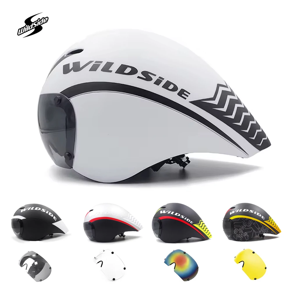 TT Cycling Helmet Triathlon Tri Aero Road Bike Helmet Lens Goggles Timetrial Race Bicycle Helmet Men Casco Ciclismo Accessories