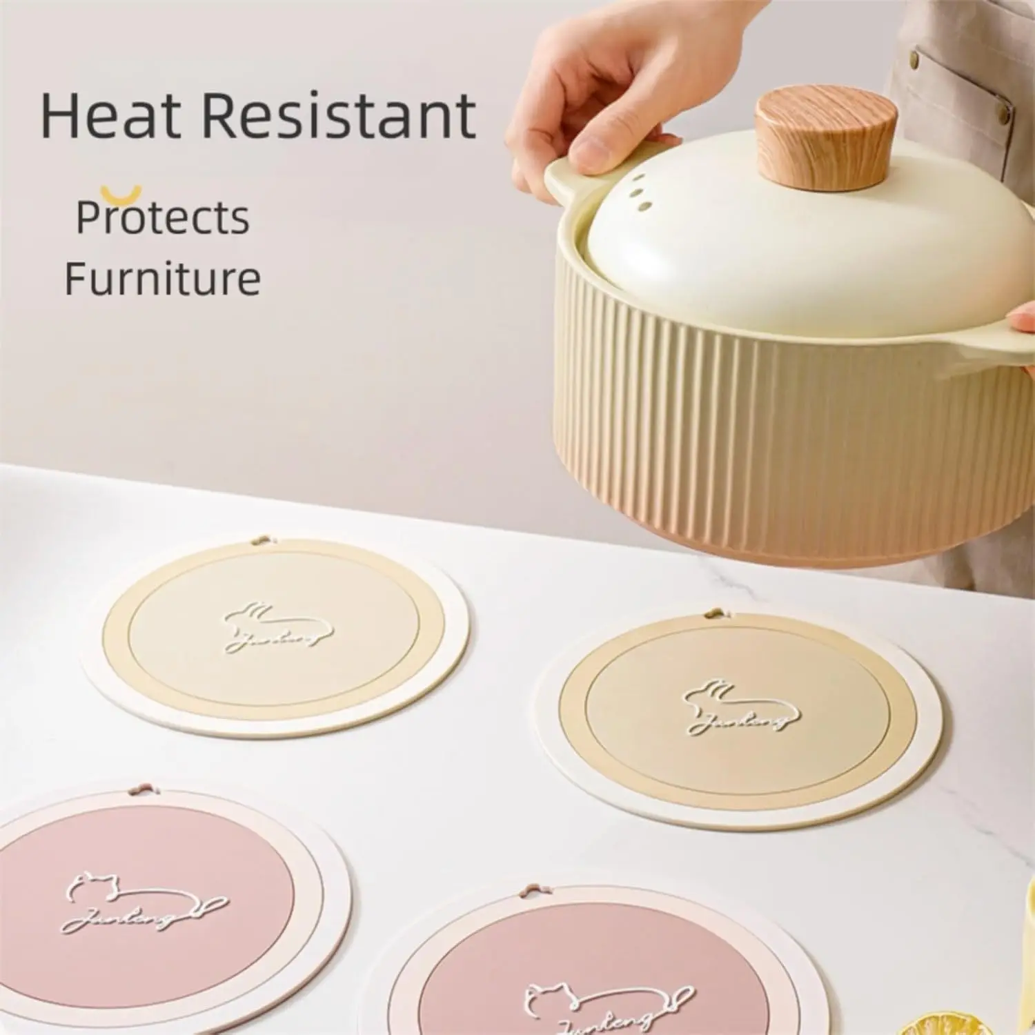 1pcs Soft rubber insulation pad, heat-resistant dining table mat, household round bowl mat, heat-resistant dining mat, pot mat