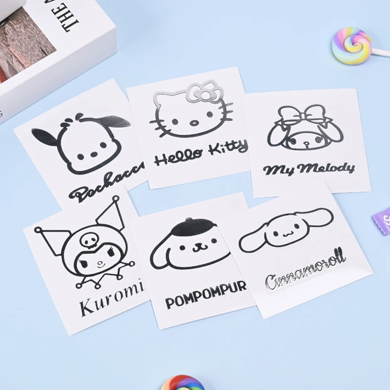 1 шт. кавайная металлическая наклейка Sanrio, водостойкая аниме Hello Kitty Kuromi Cinnamoroll, мобильная компьютерная наклейка для багажа, детские подарки